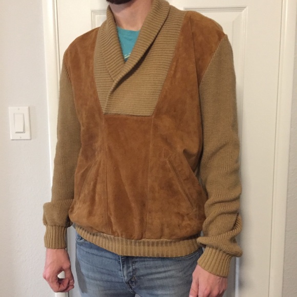 Vintage Sweaters Mens Vintage Leather Sweater Poshmark